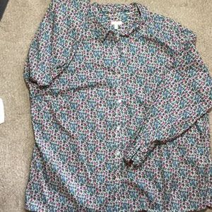 Talbots cotton floral print button up shirt